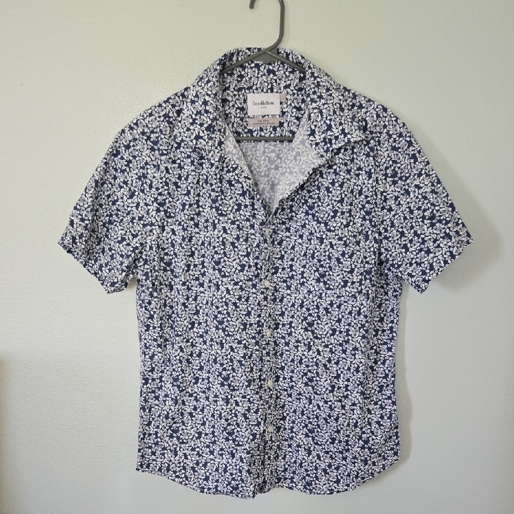 Goodfellow Blue Floral Button Down Shirt Size Large
